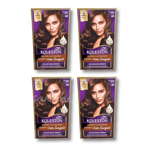 Kit Koleston Coloração Permanente Cor 40 Castanho Médio  (4 Unidades)