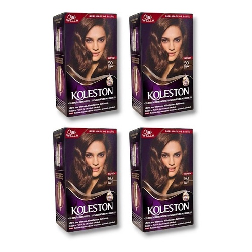 Kit Koleston Coloração Permanente Cor 50 Castanho Claro (4 Unidades)