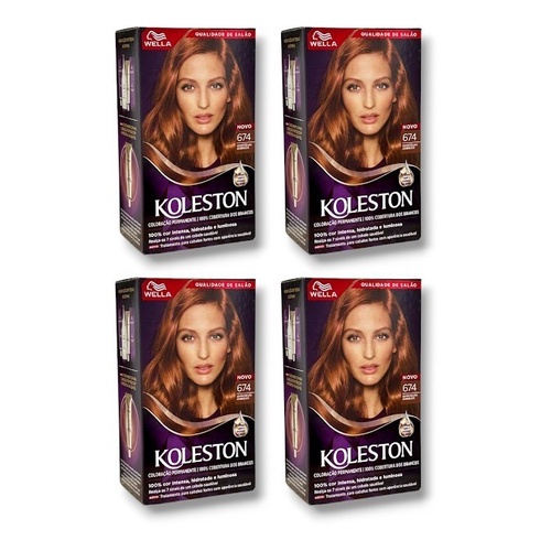 Kit Koleston Coloração Permanente Cor 674 Louro Escuro Acobreado  (4 Unidades)