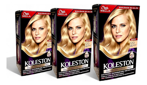 Tinta P/ Cabelo Koleston 120 Louro Claríssimo Natural - 3 Unidades
