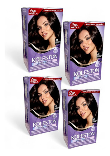 Tinta P/ Cabelo Koleston 41 Castanho Médio Acinzentado - 4 Unidades