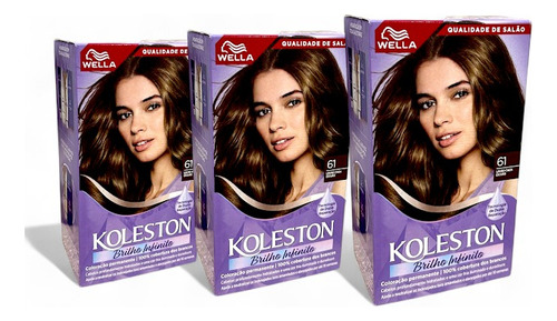 Tinta P/ Cabelo Koleston 61 Louro Cinza Escuro - 3 Unidades