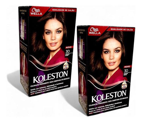 Tinta Para Cabelo Koleston Cor 30 Castanho Escuro - 2 Unidades