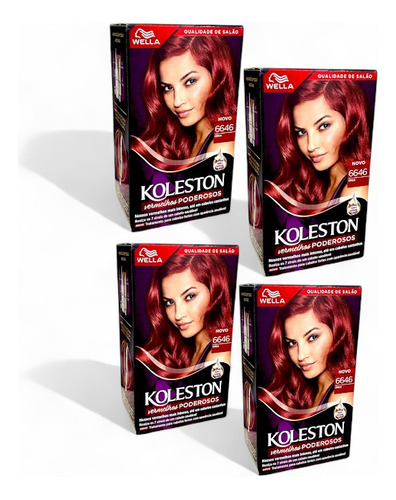 Tinta Para Cabelo Koleston Cor 6646 Cereja - 4 Unid