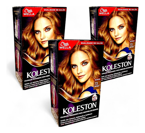 Tinta Para Cabelo Koleston Cor 73 Louro Avelã - 3 Unidades