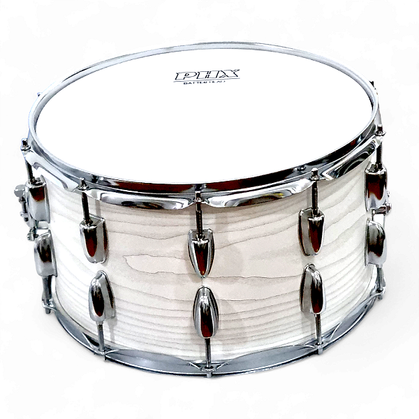 Caixa Bateria Phx Music 8x14 Branco Wood 10 Afinações Canoa Dupla