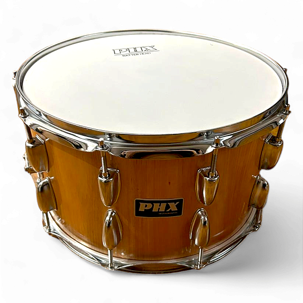 Caixa Bateria Phx Music 8x14 Madeira Verniz C/ 10 Afinações Canoa Dupla