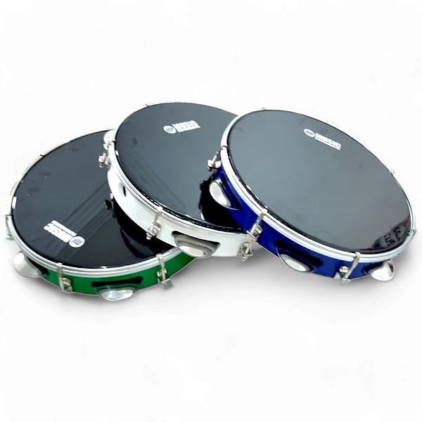 Pandeiro Profissional 10” Phx Abs Music Instrumentos (Kit 3 Unidades  Branco Verde e Azul)