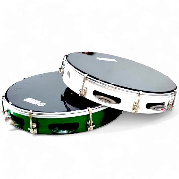 Pandeiro Profissional 10” Phx Abs Music Instrumentos (Kit c/ 2 Unidades Branco e Verde)