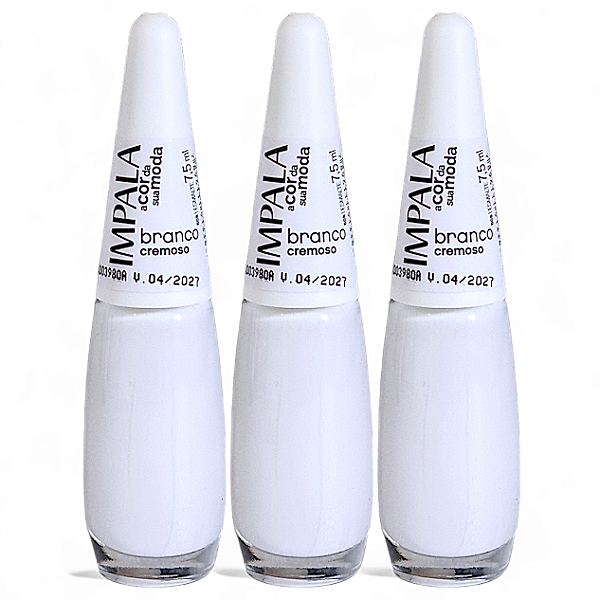 Impala Manicure Mais Vendido Esmalte Branco 3 Unidades