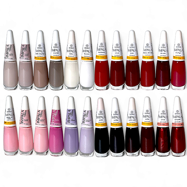 Kit 24 Esmaltes Impala Manicure Cores Claras e Escuras - ESCURAS E CLARAS