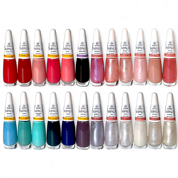 Kit 24 Esmaltes Impala Manicure Profissional Cores Diversas e Peroladas Mais Vendidas