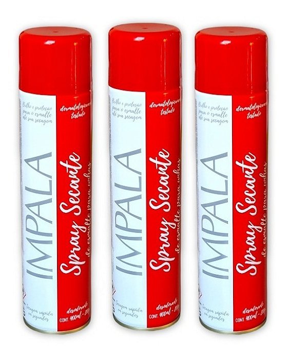Spray Secante De Esmalte De Unhas Impala 400 Ml Kit c/ 3 Unidades - Secagem Rápida - Brilho Intenso