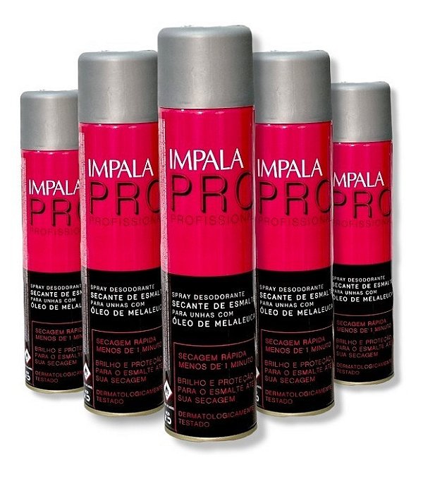 Spray Secante De Esmalte Impala Com Óleo De Melaleuca 400ml - Kit c/ 5 unidades -  Secagem Rápida - Combate Fungos e Bac