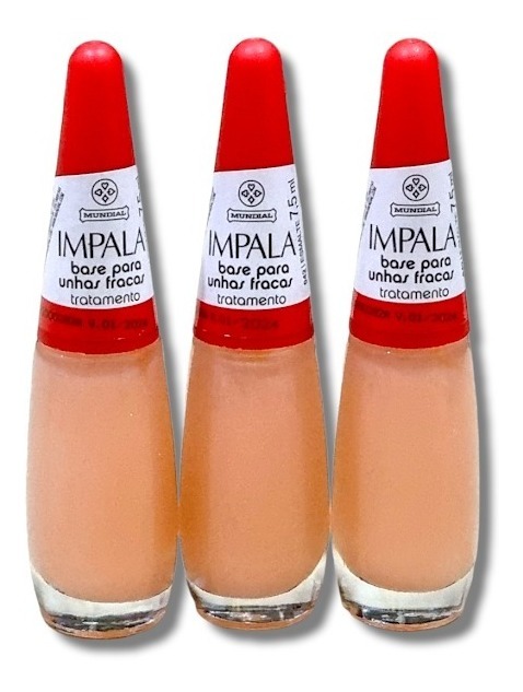 Base Para Unhas Fracas Tratamento Impala Manicure - 3 Unidades