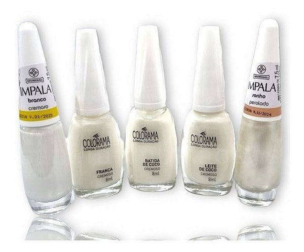 Kit Combinado Impala Colorama Francesinha Manicure 5 Brancos