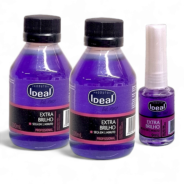 Ideal Extra Brilho Esmalte 9ml Secagem Rapida +2 Refil 100ml - Brilho Ideal Secagem Rápida