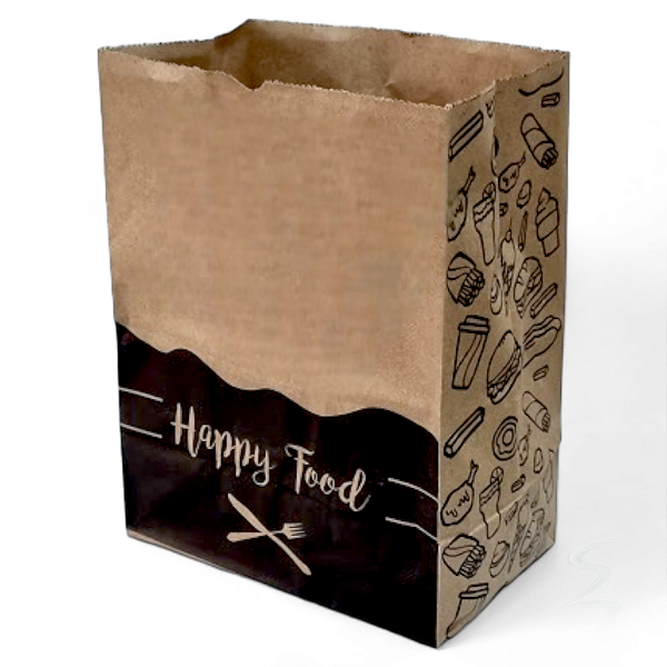 Saco Kraft Delivery  Hambúrguer 24x30x14 100 Unid HAPPY FOOD