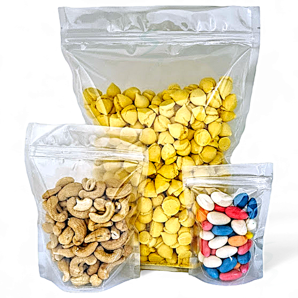 Kit 100 Sacos Stand Up Pouch Transparente Zíper 500 ml (14x19 cm) - Ideal para Alimentos