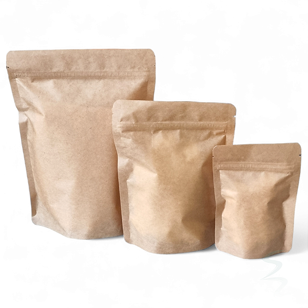 Kit 300 Embalagens Sacos Stand Up Pouch Kraft com Zíper - 500 ml (14x19.5 cm) - Ecológicas e Práticas