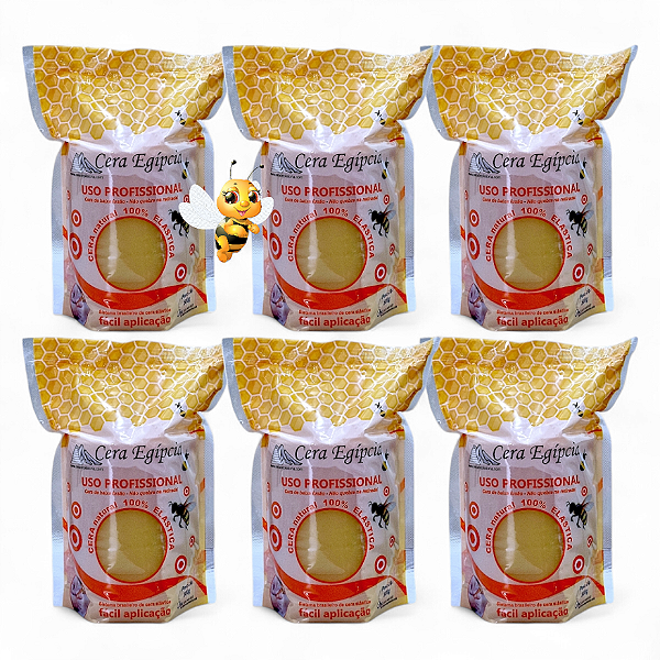 Cera Egípcia Mel Depilatória Natural Método Espanhol 500g - Kit c/ 6 Unidades Baixa Fusão Não Quebra na Retirada
