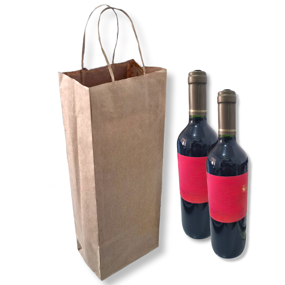15 Sacolas Kraft Para Garrafas De Vinhos Bebidas 14x39x9