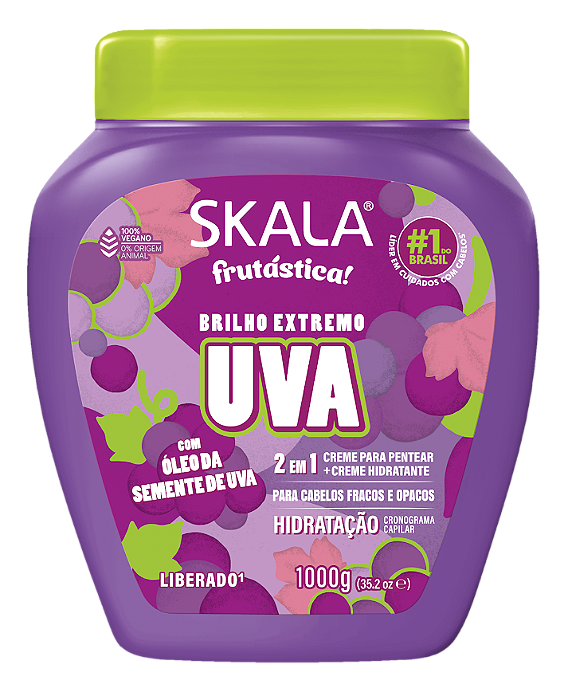 Creme de Tratamento Skala Uva 1000g: Hidratação e Fortalecimento para Cabelos Fracos e Opacos - Linha Frutástica