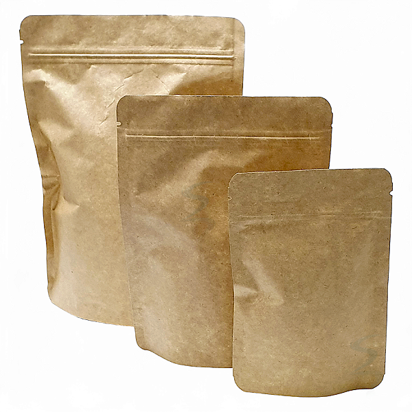 Kit 100 Sacos Stand Up Pouch Kraft com Zíper e Alumínio Interno - 1100ml (17x23 cm) - Praticidade e Eficiência