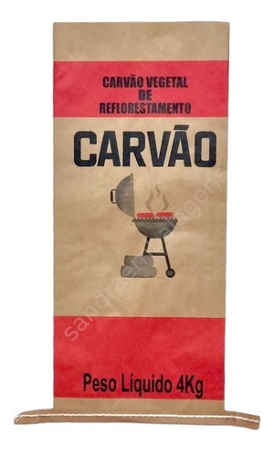 Kit com 25 Embalagens para Carvão 4 Kg - Sacos Kraft Multifolhados Costurados Reforçados