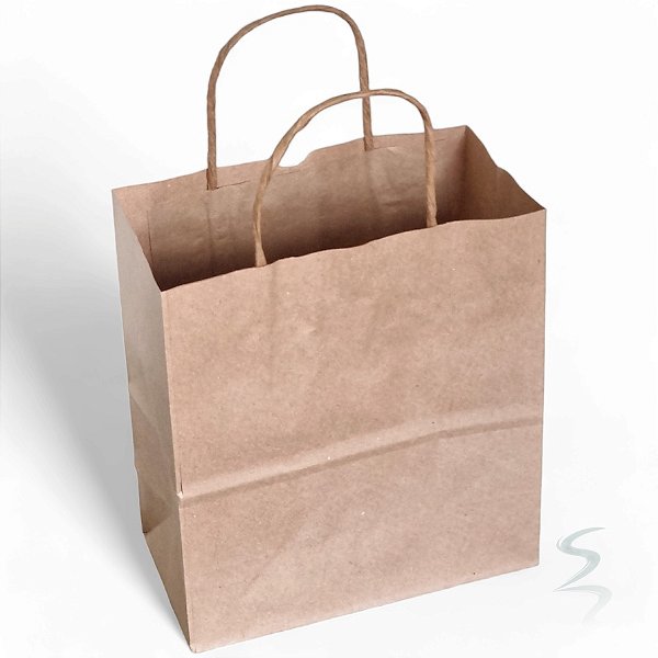 Kit 200 Sacolas de Papel Kraft 120g -20x22x10 - Extra Resistentes com Alça Torcida para Delivery e Presentes