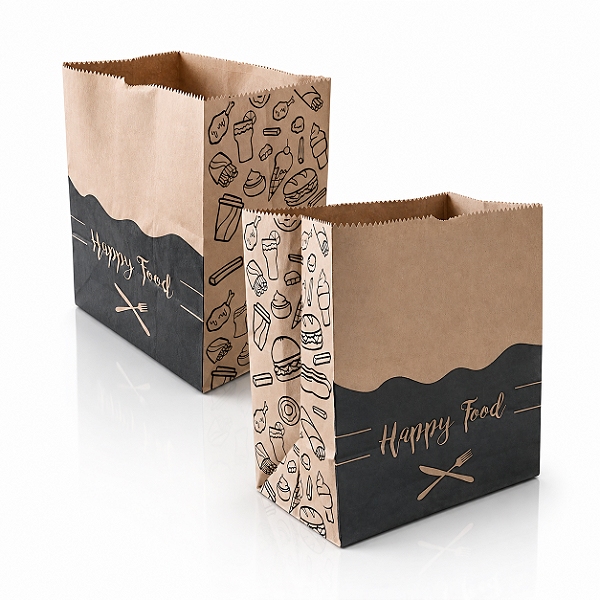 Kit 250 Sacos Kraft 30x31x19cm para Delivery - Happy Food