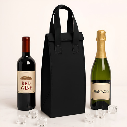 Kit 50 Sacola Térmica para Vinho Premium (35x12x10cm) Impermeável com Velcro Reutilizável Cooler Bebidas