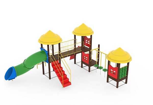 Playground de Madeira Plástica - cód.: B1357 - Faixa etária de 03 até 12 anos