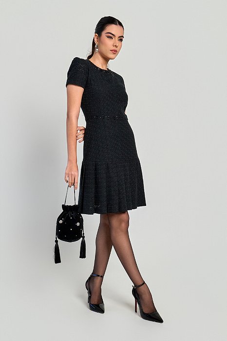 VESTIDO LAISE BORDADO - PRETO