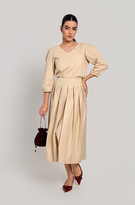 CONJUNTO BLUSA E SAIA MIDI