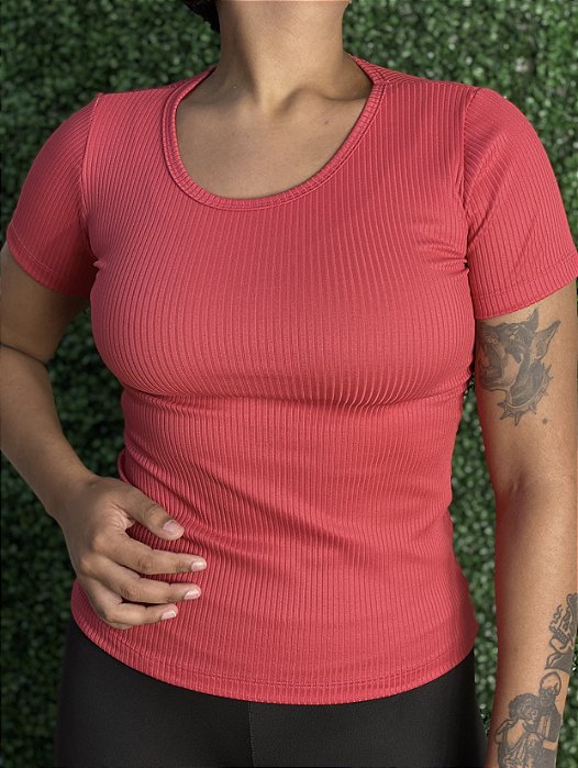 Blusinha Canelada Rosa