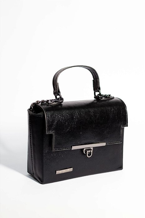 Bolsa Tássia em Couro Preto