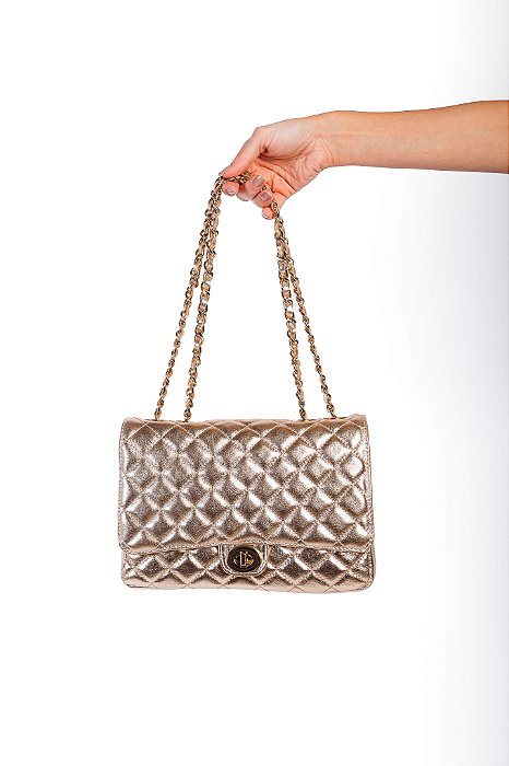 Bolsa Cléo em Couro Dourada