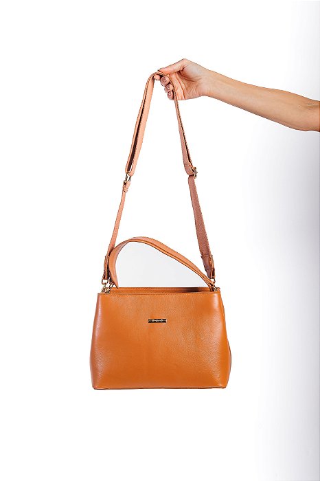 Bolsa Olivia em Couro Caramelo
