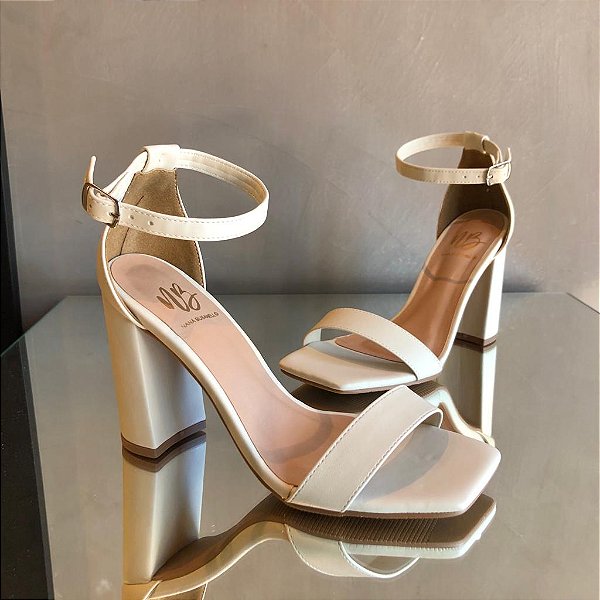 Sandália Basic Salto Bloco Off White