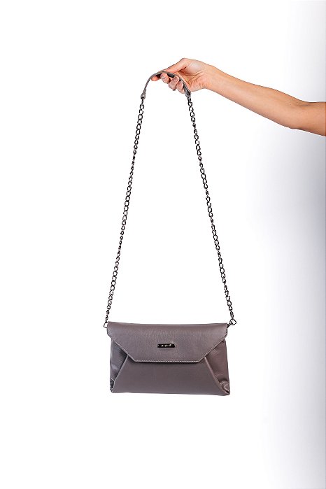 Bolsa Helena em Couro Cinza