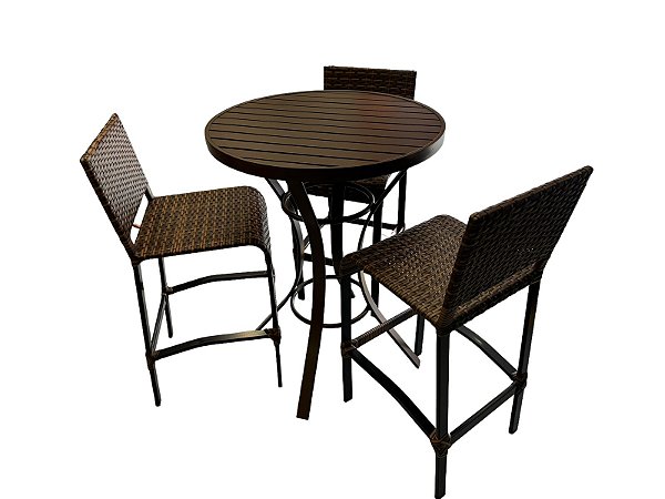 Conjunto Bistrô Nova York Marrom  + Banqueta Paris