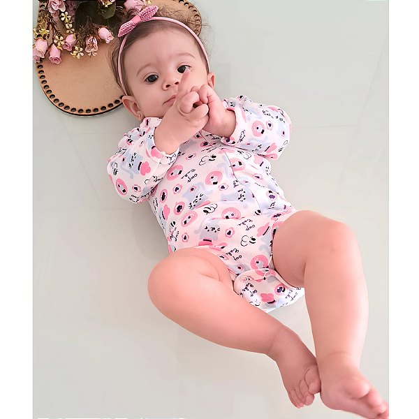 Body Zíper Bebê Menina 100% Algodão ( Estampas Variadas)