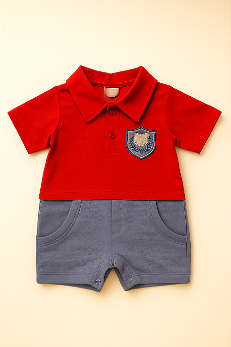 Macacão Curto Bebê Menino Mauricinho 100% algodão