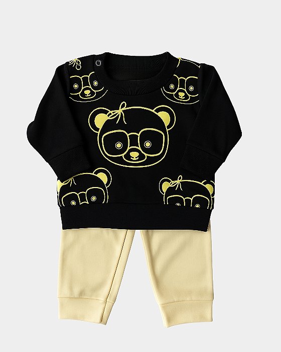 Conjunto Confort  Bebê 100% Algodão - Preto