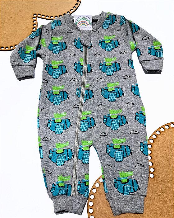 Macacão Bebê Linha Premium Suedine Fio 40 100% algodão Aviãozinho