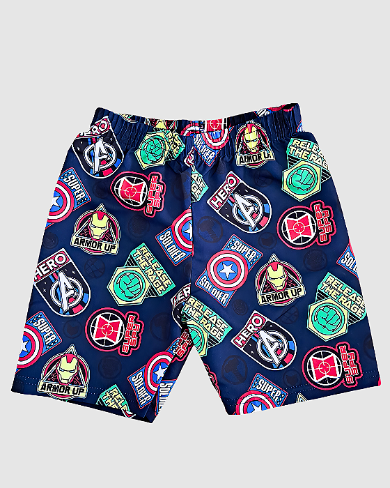 Shorts Infantil Estampa Vingadores - Azul Marinho