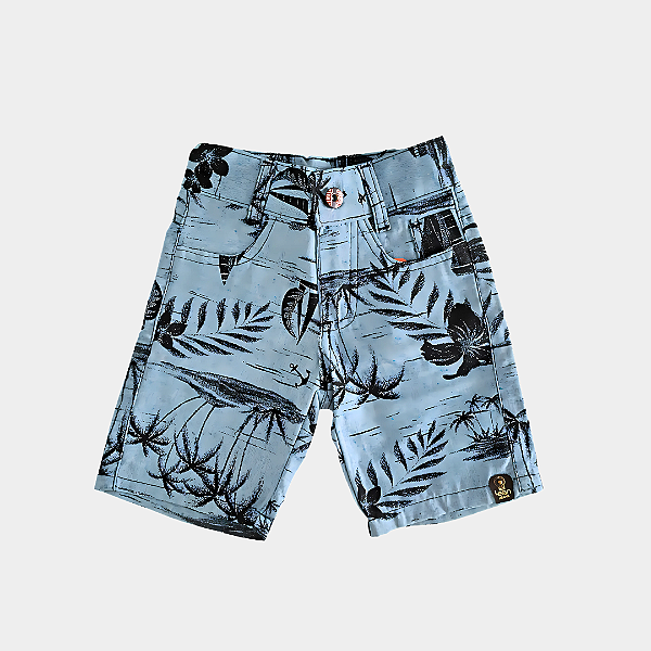 Bermuda em Sarja Infantil Azul (elástico ajustável na cintura)