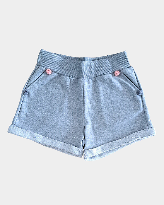 Shorts Infantil Menina em Moletom Cinza Nanai by Kily