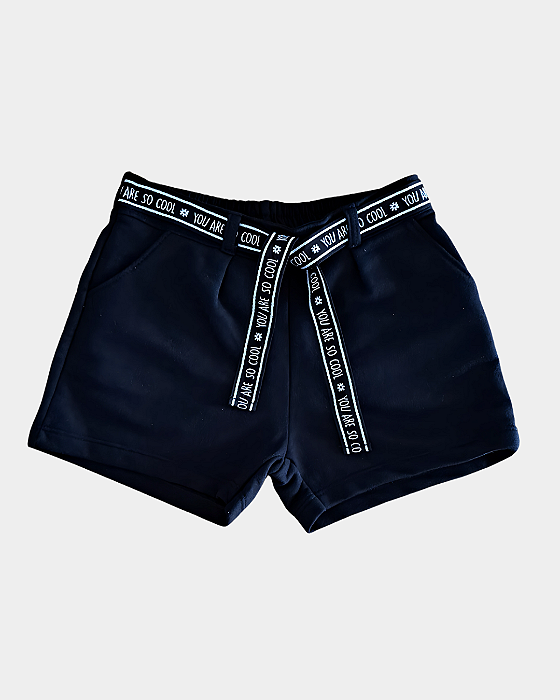 Shorts Infantil Menina em Moletom Preto Nanai by Kily